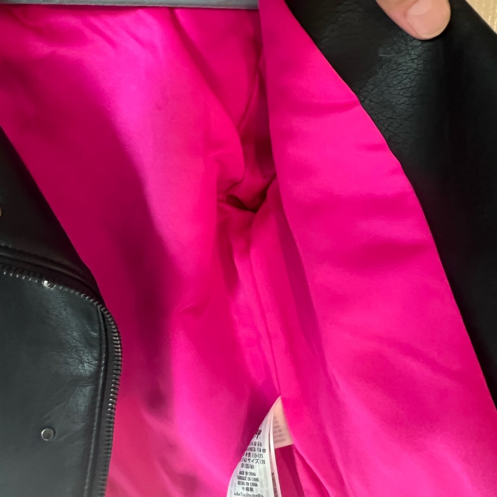 Disney Faux Black Leather Moto Jacket with Pink Lining - Picture 3 of 7
